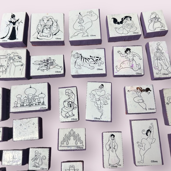 Large Set Of 34 Disney Aladdin Rubber Stamps Jasmine Jafar The Genie Rajah - Picture 6 of 15